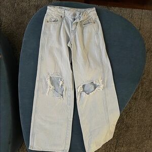 PacSun Light Wash Distressed Wide Leg Jeans